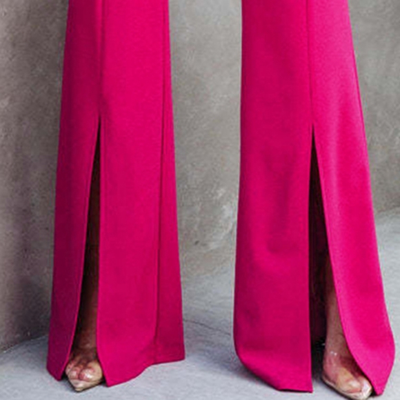 Rachael Slit Flare Pants - Pink - Picture 2 of 8